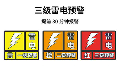 雷电预警信号-分黄 橙 红三级预警等级【杭州易造】