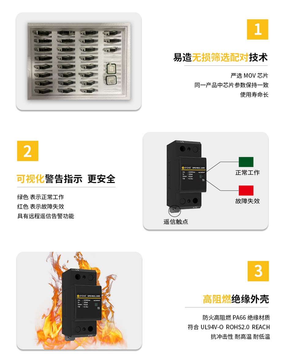 易造风电浪涌保护器3大优势可视化指示窗口+阻燃外壳