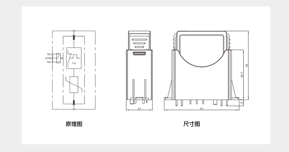 200V-1000V直流浪涌保护器原理图+尺寸图